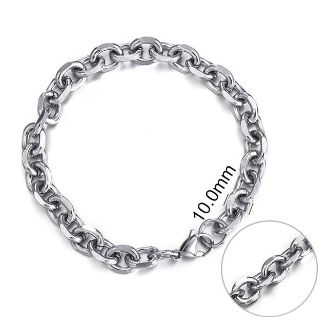 Jiayiqi 5-11 mm Men Chain Bracelet Stainless Steel Curb Cuban Link Chain Bangle for Male Women Hiphop Trendy Wrist Jewelry Gift