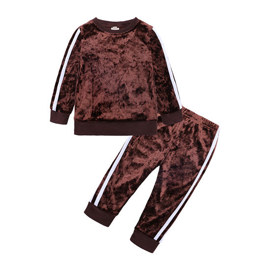 Casual Kids Clothes Girl Outfits Spring Autumn Baby Girl Clothes Sets Gold Velvet Long Sleeve Tops+Pants Children Girls Set