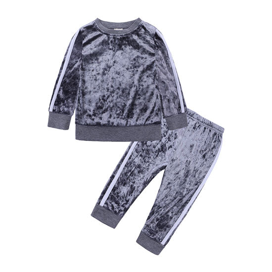 Casual Kids Clothes Girl Outfits Spring Autumn Baby Girl Clothes Sets Gold Velvet Long Sleeve Tops+Pants Children Girls Set