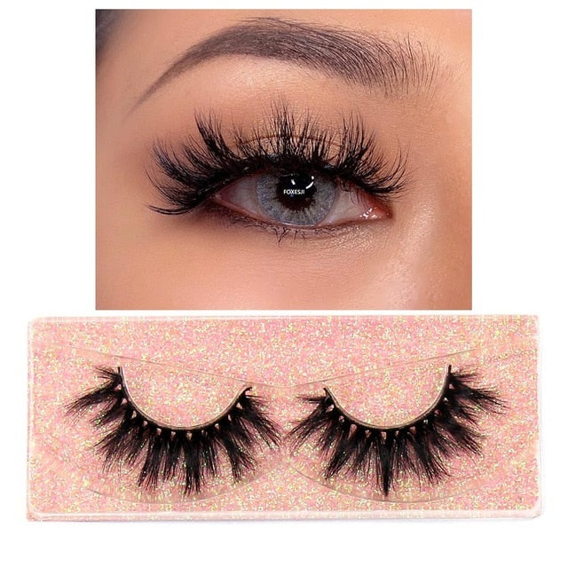 FOXESJI Makeup Eyelashes 3D Mink Lashes Fluffy Soft Wispy Volume Natural long Cross False Eyelashes Eye Lashes Reusable Eyelash
