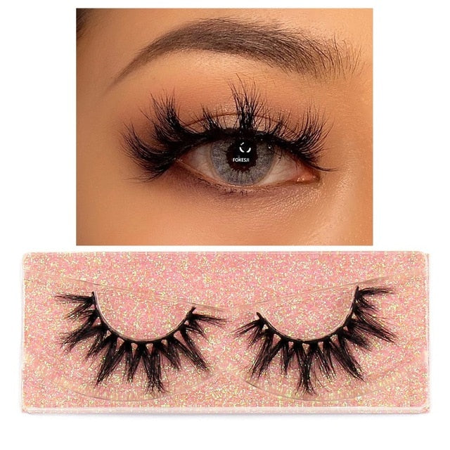 FOXESJI Makeup Eyelashes 3D Mink Lashes Fluffy Soft Wispy Volume Natural long Cross False Eyelashes Eye Lashes Reusable Eyelash