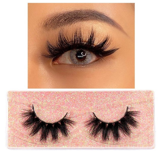 FOXESJI Makeup Eyelashes 3D Mink Lashes Fluffy Soft Wispy Volume Natural long Cross False Eyelashes Eye Lashes Reusable Eyelash