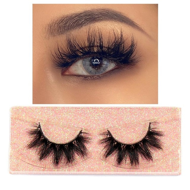 FOXESJI Makeup Eyelashes 3D Mink Lashes Fluffy Soft Wispy Volume Natural long Cross False Eyelashes Eye Lashes Reusable Eyelash