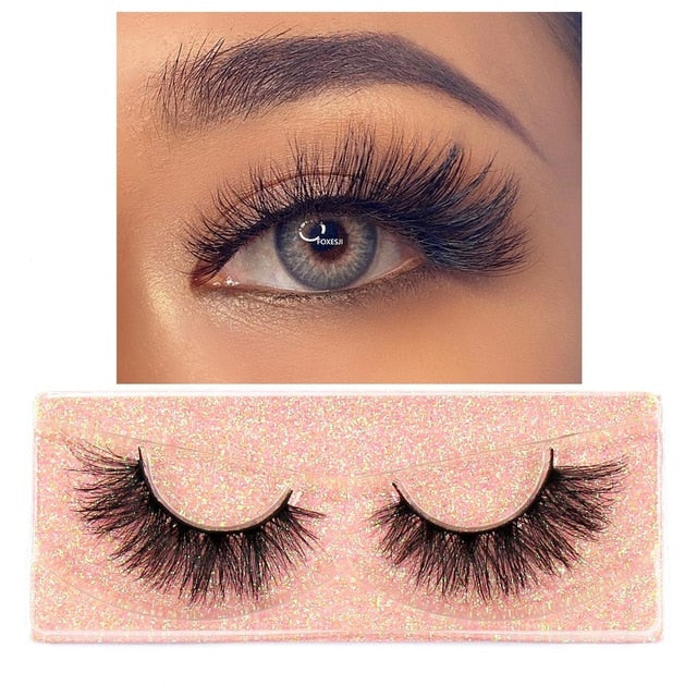 FOXESJI Makeup Eyelashes 3D Mink Lashes Fluffy Soft Wispy Volume Natural long Cross False Eyelashes Eye Lashes Reusable Eyelash