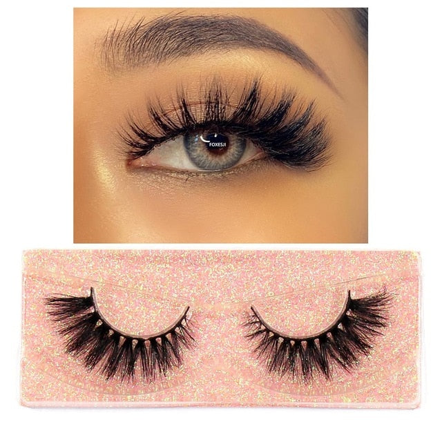 FOXESJI Makeup Eyelashes 3D Mink Lashes Fluffy Soft Wispy Volume Natural long Cross False Eyelashes Eye Lashes Reusable Eyelash