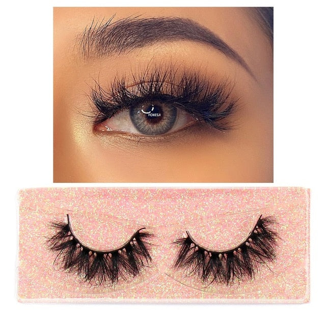 FOXESJI Makeup Eyelashes 3D Mink Lashes Fluffy Soft Wispy Volume Natural long Cross False Eyelashes Eye Lashes Reusable Eyelash