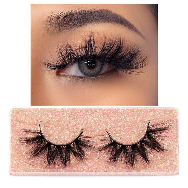 FOXESJI Makeup Eyelashes 3D Mink Lashes Fluffy Soft Wispy Volume Natural long Cross False Eyelashes Eye Lashes Reusable Eyelash
