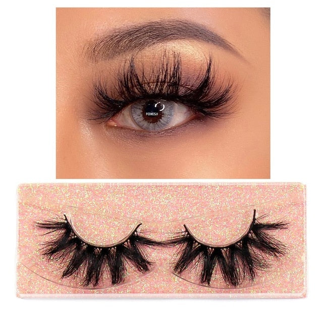 FOXESJI Makeup Eyelashes 3D Mink Lashes Fluffy Soft Wispy Volume Natural long Cross False Eyelashes Eye Lashes Reusable Eyelash