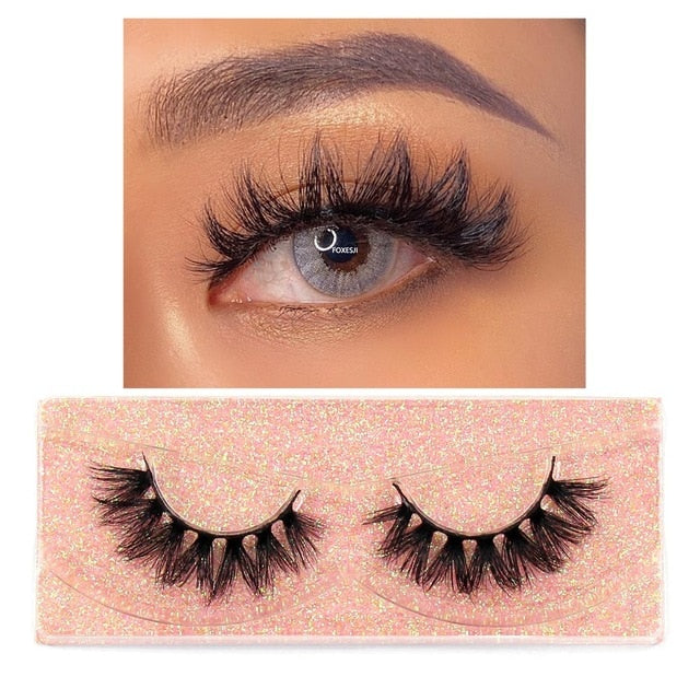 FOXESJI Makeup Eyelashes 3D Mink Lashes Fluffy Soft Wispy Volume Natural long Cross False Eyelashes Eye Lashes Reusable Eyelash
