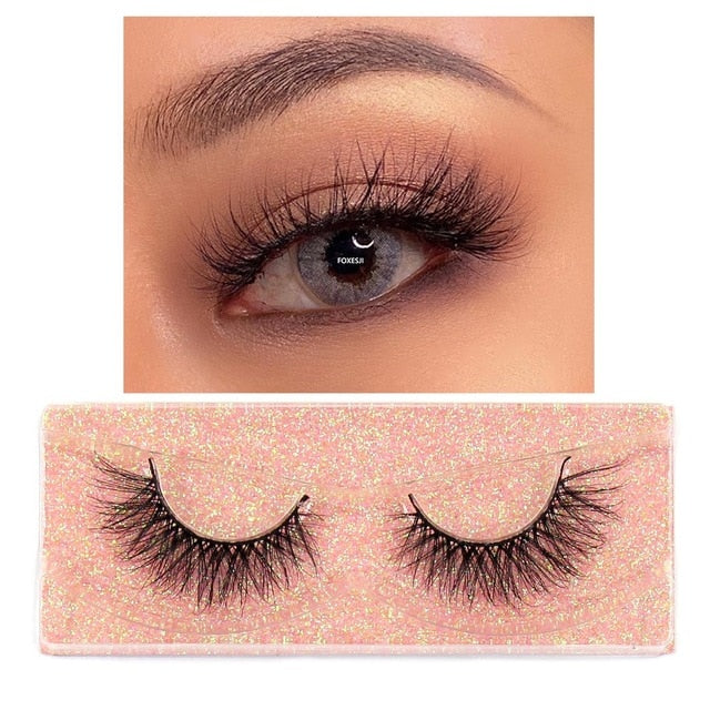 FOXESJI Makeup Eyelashes 3D Mink Lashes Fluffy Soft Wispy Volume Natural long Cross False Eyelashes Eye Lashes Reusable Eyelash