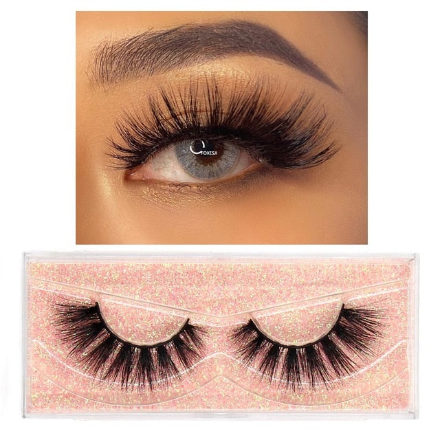 FOXESJI Makeup Eyelashes 3D Mink Lashes Fluffy Soft Wispy Volume Natural long Cross False Eyelashes Eye Lashes Reusable Eyelash