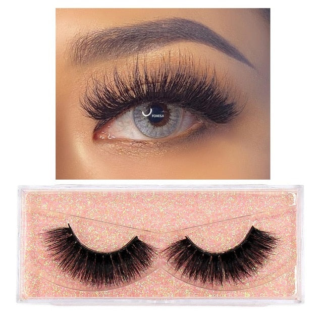 FOXESJI Makeup Eyelashes 3D Mink Lashes Fluffy Soft Wispy Volume Natural long Cross False Eyelashes Eye Lashes Reusable Eyelash