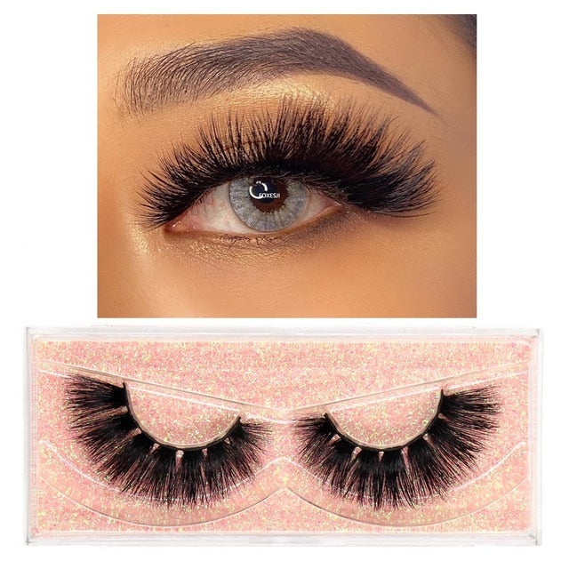 FOXESJI Makeup Eyelashes 3D Mink Lashes Fluffy Soft Wispy Volume Natural long Cross False Eyelashes Eye Lashes Reusable Eyelash