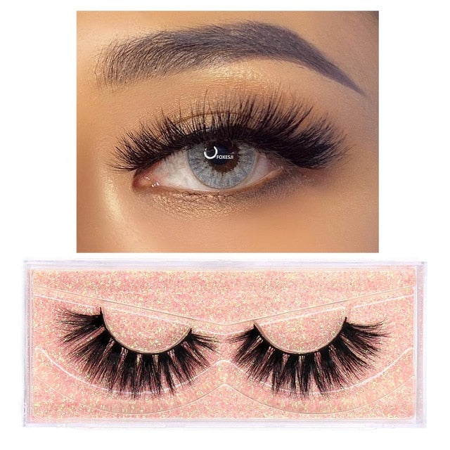 FOXESJI Makeup Eyelashes 3D Mink Lashes Fluffy Soft Wispy Volume Natural long Cross False Eyelashes Eye Lashes Reusable Eyelash