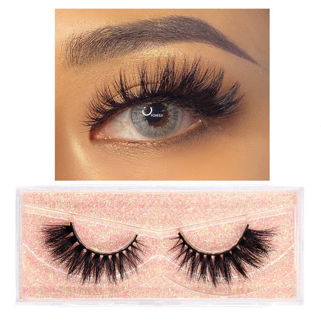 FOXESJI Makeup Eyelashes 3D Mink Lashes Fluffy Soft Wispy Volume Natural long Cross False Eyelashes Eye Lashes Reusable Eyelash