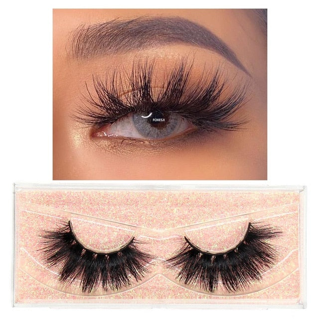 FOXESJI Makeup Eyelashes 3D Mink Lashes Fluffy Soft Wispy Volume Natural long Cross False Eyelashes Eye Lashes Reusable Eyelash