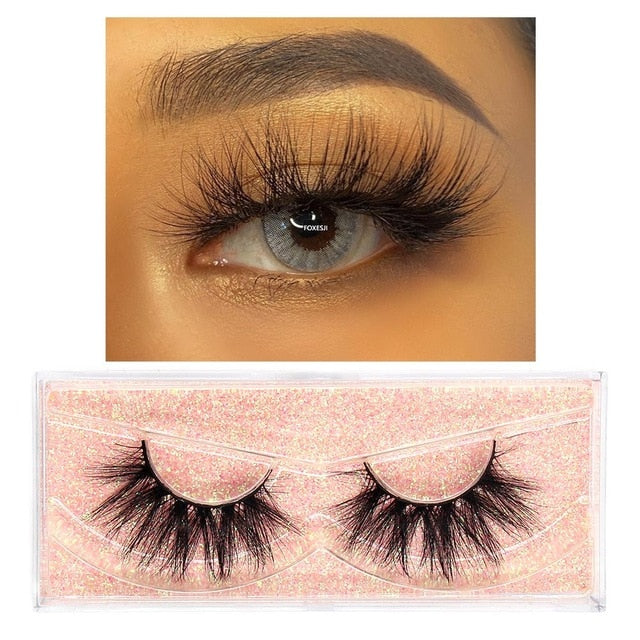 FOXESJI Makeup Eyelashes 3D Mink Lashes Fluffy Soft Wispy Volume Natural long Cross False Eyelashes Eye Lashes Reusable Eyelash
