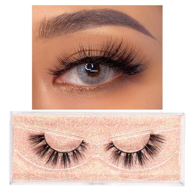 FOXESJI Makeup Eyelashes 3D Mink Lashes Fluffy Soft Wispy Volume Natural long Cross False Eyelashes Eye Lashes Reusable Eyelash