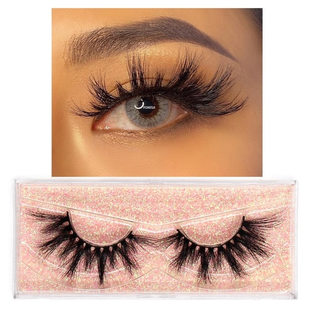 FOXESJI Makeup Eyelashes 3D Mink Lashes Fluffy Soft Wispy Volume Natural long Cross False Eyelashes Eye Lashes Reusable Eyelash