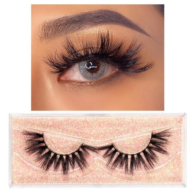 FOXESJI Makeup Eyelashes 3D Mink Lashes Fluffy Soft Wispy Volume Natural long Cross False Eyelashes Eye Lashes Reusable Eyelash