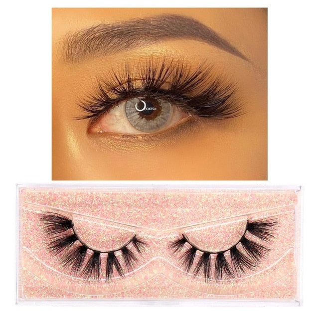 FOXESJI Makeup Eyelashes 3D Mink Lashes Fluffy Soft Wispy Volume Natural long Cross False Eyelashes Eye Lashes Reusable Eyelash