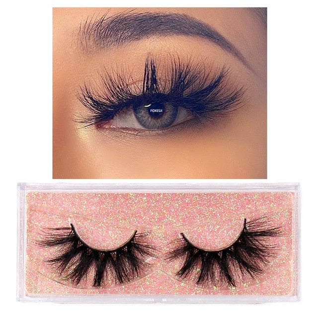 FOXESJI Makeup Eyelashes 3D Mink Lashes Fluffy Soft Wispy Volume Natural long Cross False Eyelashes Eye Lashes Reusable Eyelash