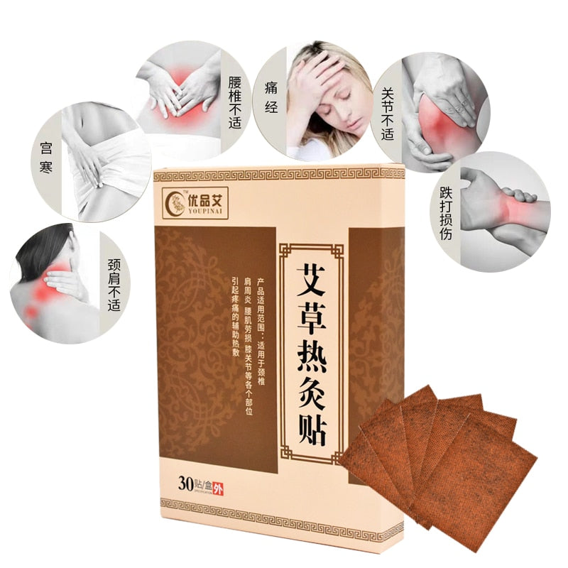 30pcs Warm Moxibustion Plaster  Wormwood Detox Patches Herbal Medicine Paste Shoulder/Neck/Back/Waist Pain Relieve Health Care