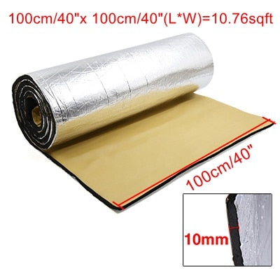 UXCELL 10mm Thick Aluminum Fiber Muffler Cotton Car Auto Fender Heat Sound Deadener Insulation Mat