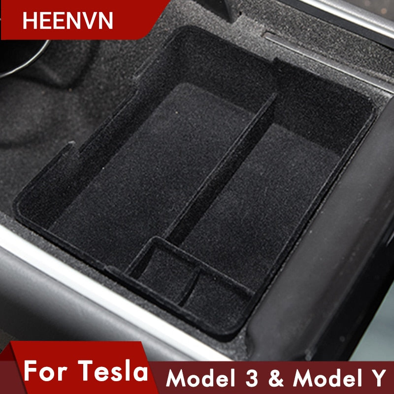 Heenvn Model3 Car Central Armrest Storage Box For Tesla Model 3 Y Accessories Console Holder Auto Container Glove Organizer Case