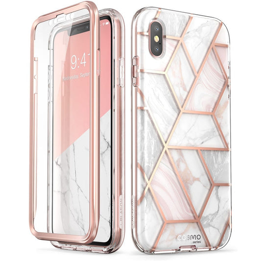 I-BLASON For iPhone X Xs Case 5.8 inch Cosmo Series Full-Body Shinning Glitter Marble Bumper Case with Built-in Screen Protector