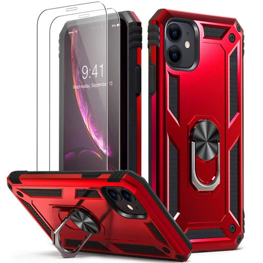 for iPhone X XS XR 11 Pro 7 8 Max Case,Military Grade Armor 15ft. Drop Tested Protective Ring Magnetic Car Mount Kickstand Case