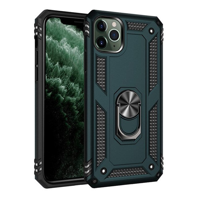 for iPhone X XS XR 11 Pro 7 8 Max Case,Military Grade Armor 15ft. Drop Tested Protective Ring Magnetic Car Mount Kickstand Case