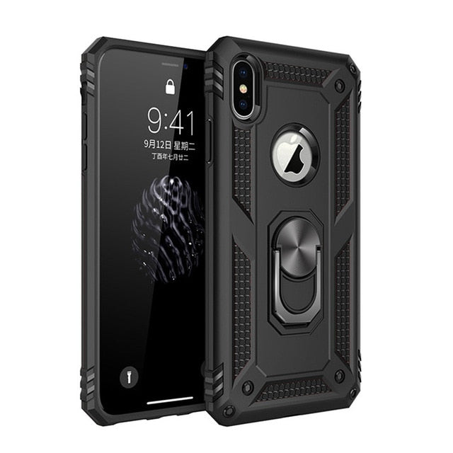 for iPhone X XS XR 11 Pro 7 8 Max Case,Military Grade Armor 15ft. Drop Tested Protective Ring Magnetic Car Mount Kickstand Case