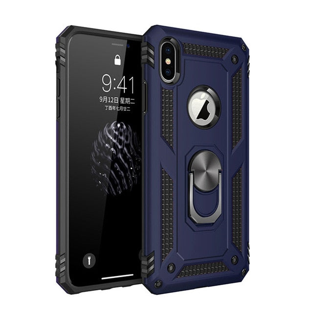 for iPhone X XS XR 11 Pro 7 8 Max Case,Military Grade Armor 15ft. Drop Tested Protective Ring Magnetic Car Mount Kickstand Case