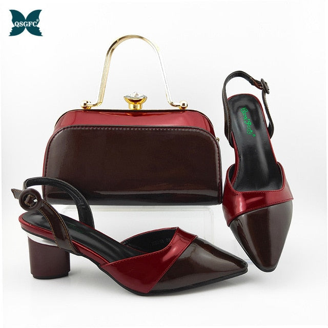 2020 Summer New Coming Italian design Green Color Shoes And Bag To Match Set Nigerian High Heels Party with Mature style
