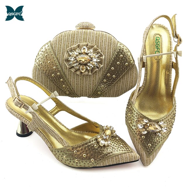 Newest Fashion African Silver Color Shoes and Bag Set for Party Italian design Shoes with Matching Bags 2020 Designer Shoe