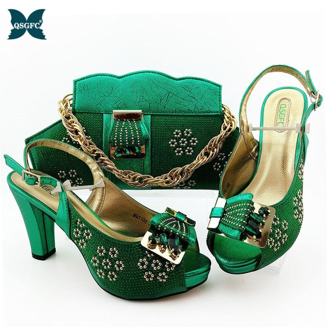 2020 New ins fashion Shoes and Bag Sets Italian design Matching Bags with High Quality Women for Party and wedding in high heel