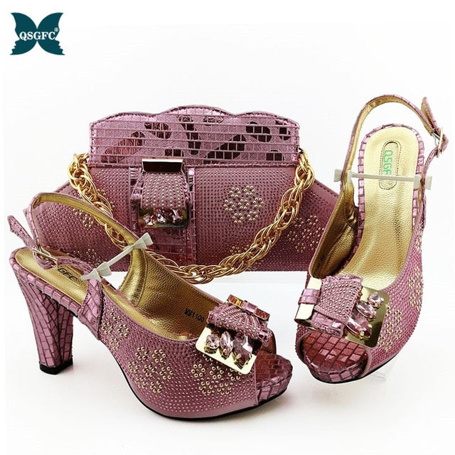 2020 New ins fashion Shoes and Bag Sets Italian design Matching Bags with High Quality Women for Party and wedding in high heel