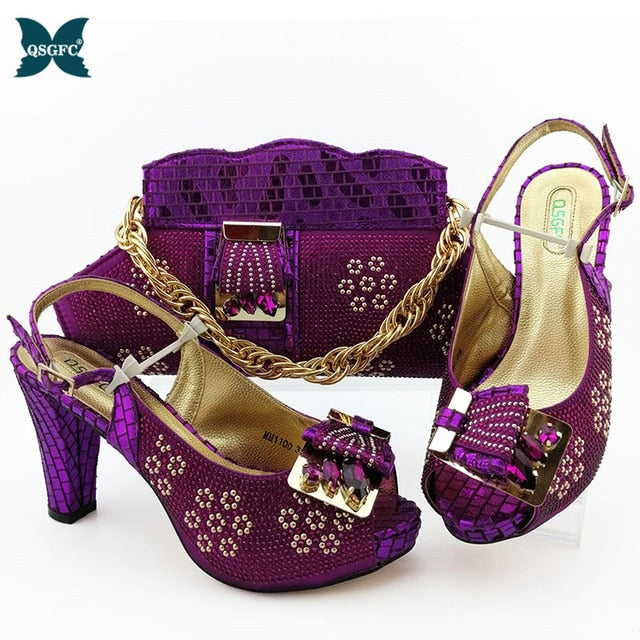 2020 New ins fashion Shoes and Bag Sets Italian design Matching Bags with High Quality Women for Party and wedding in high heel
