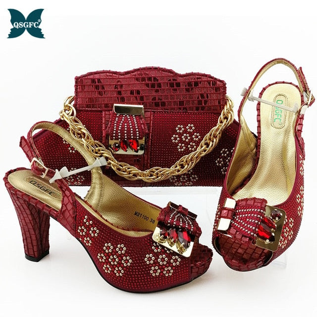 2020 New ins fashion Shoes and Bag Sets Italian design Matching Bags with High Quality Women for Party and wedding in high heel