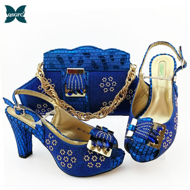 2020 New ins fashion Shoes and Bag Sets Italian design Matching Bags with High Quality Women for Party and wedding in high heel