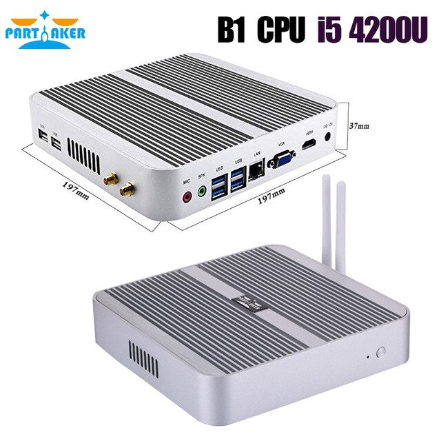 Core i3 4005U/5005U/i5 4200U/i5 5200U/i3 6157U/i3 7167U Fanless Mini Desktop Computer Mini PC with HD Port VGA 4*USB 3.0 Win 10