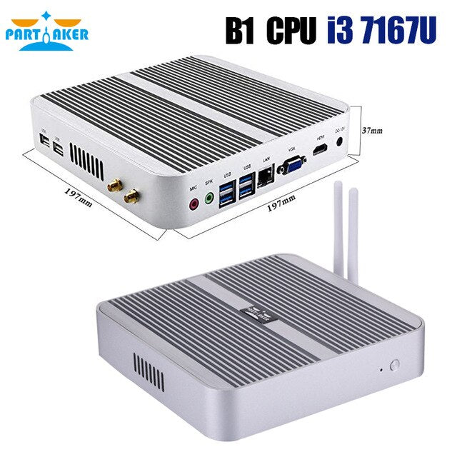 Core i3 4005U/5005U/i5 4200U/i5 5200U/i3 6157U/i3 7167U Fanless Mini Desktop Computer Mini PC with HD Port VGA 4*USB 3.0 Win 10