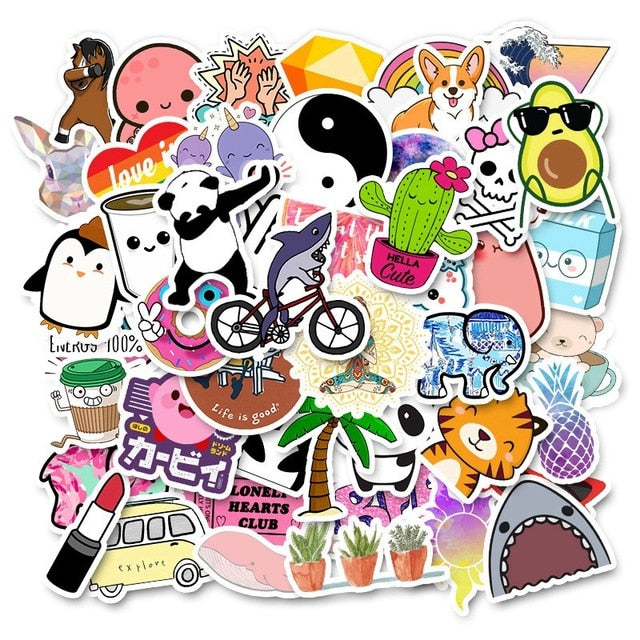 35/50pcs Vsco Sticker for Kids Anime Laptop Stickers Pack Skateboard Motorcycle Vsco Girl Toys for Children Cool Animal Stickers