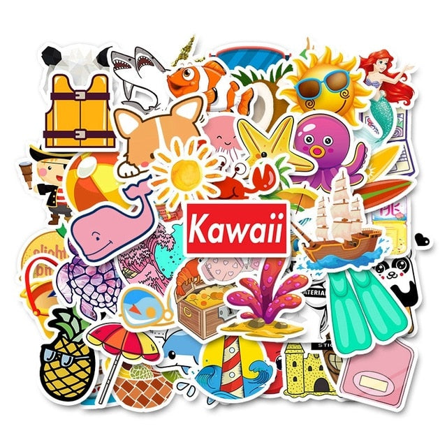 35/50pcs Vsco Sticker for Kids Anime Laptop Stickers Pack Skateboard Motorcycle Vsco Girl Toys for Children Cool Animal Stickers