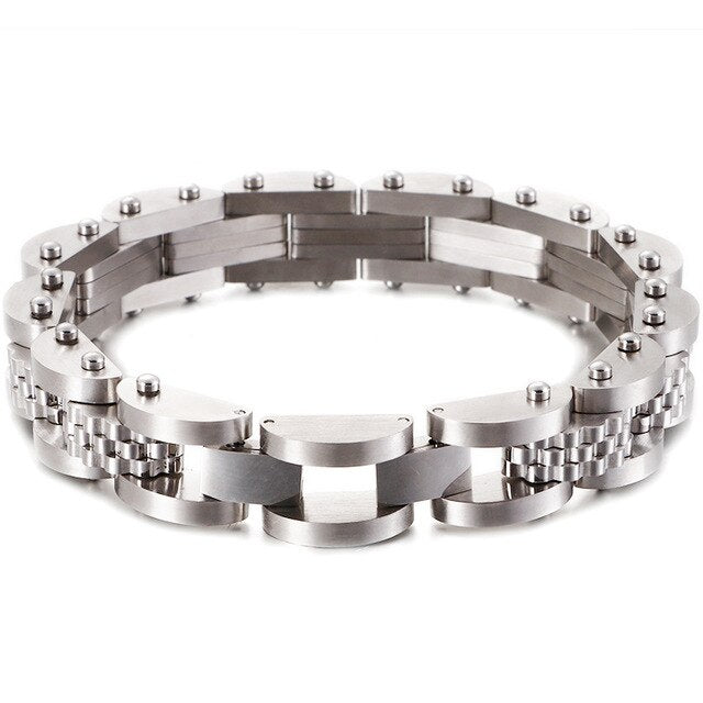 Gold Black Stainless Steel Bracelet Male 11MM Mens Watch Strap Bracelets Metal Bangles For Men Armband Hand Jewelry Accessories