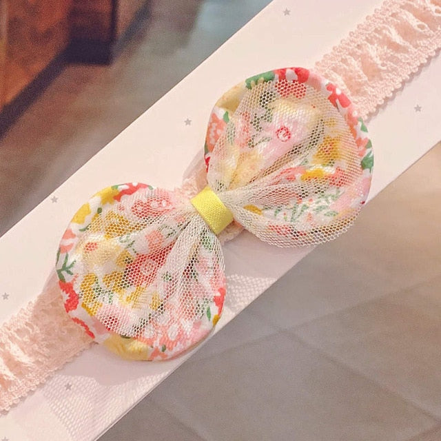 Balleenshiny Infant Child Hair Band Three-dimensional Alloy Rhinestone Crown Headdress Baby Girl Mesh Elastic Headband Turban