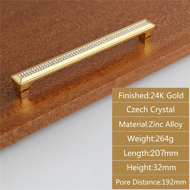 24K Gold Chrome Crystal Drawer Cabinet Knobs Handle Diamond Sliver Wine Wardrobe Decotation Furniture Knobs Dresser Pull Handles