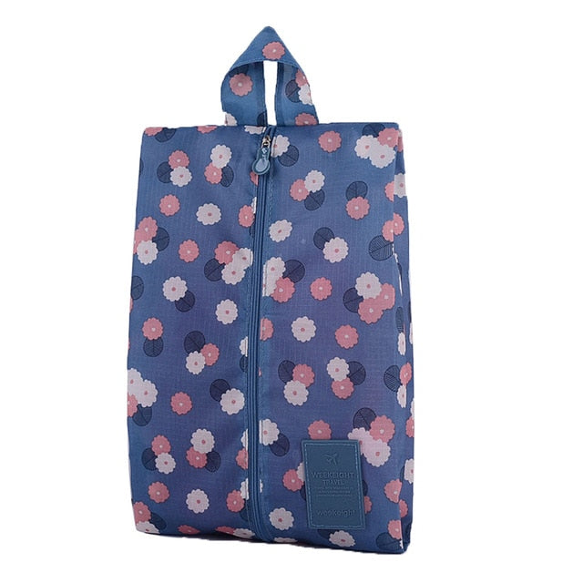 Convenient Multipattern Waterproof Nylon Portable Travel Shoe Storage Bag Pouch with Zip