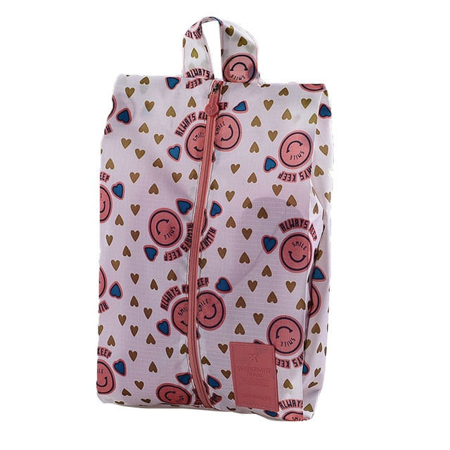 Convenient Multipattern Waterproof Nylon Portable Travel Shoe Storage Bag Pouch with Zip